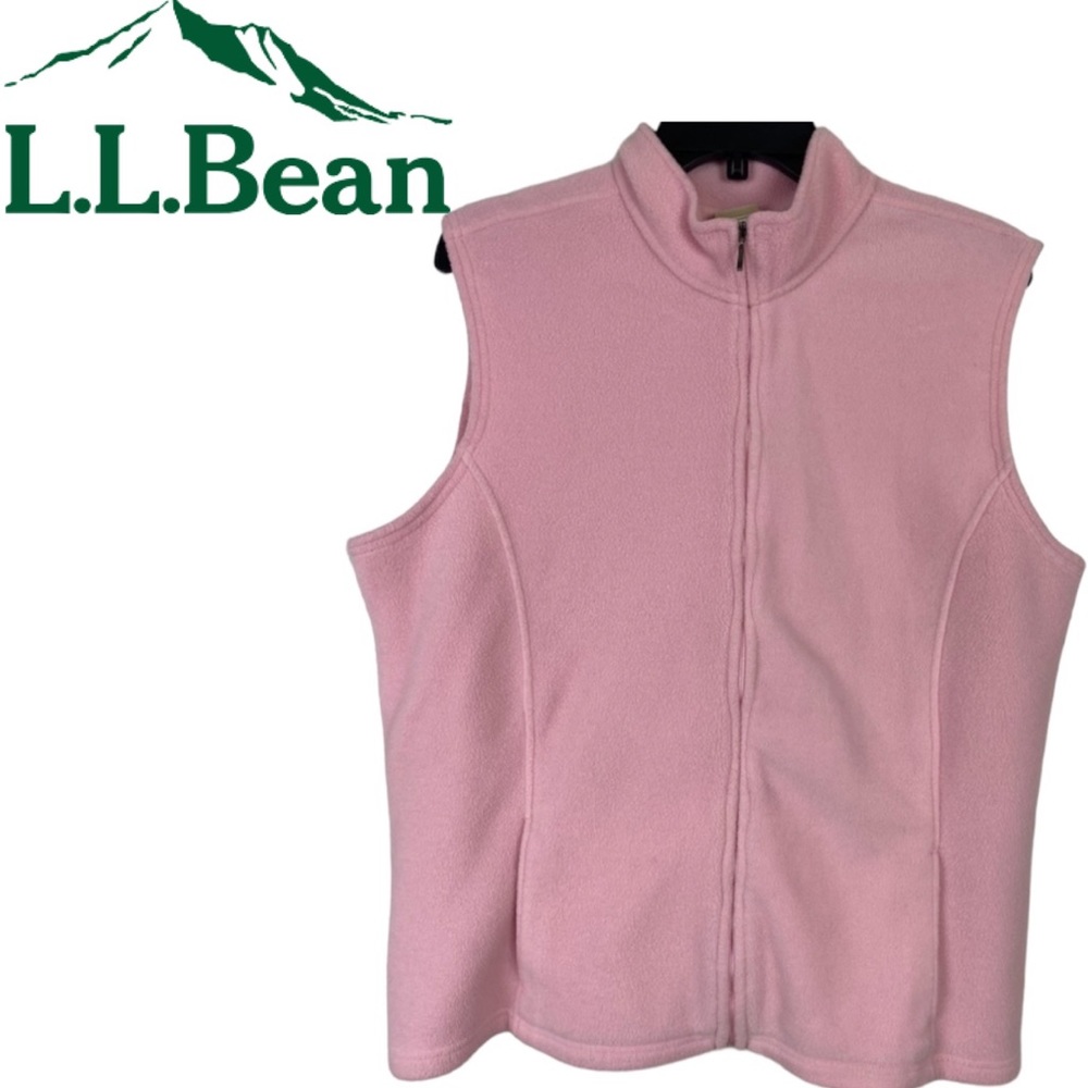 L.L.BEAN Women’s XL Pink Polartec Fleece ZIP Up Sleeveless Jacket Vest Pockets